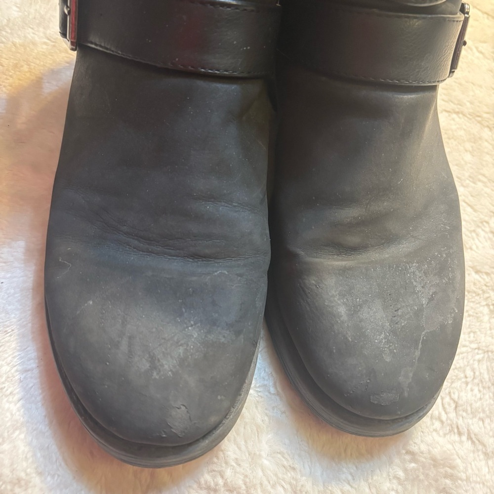 XOXO Moto Boots Size 8.5 Black Triple Buckle Belissa Faux Leather Wool lined - Picture 11 of 12